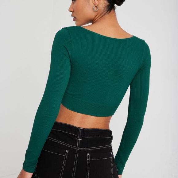 Garage Long Sleeve Seamless Top - Dark Green - Picture 2 of 7